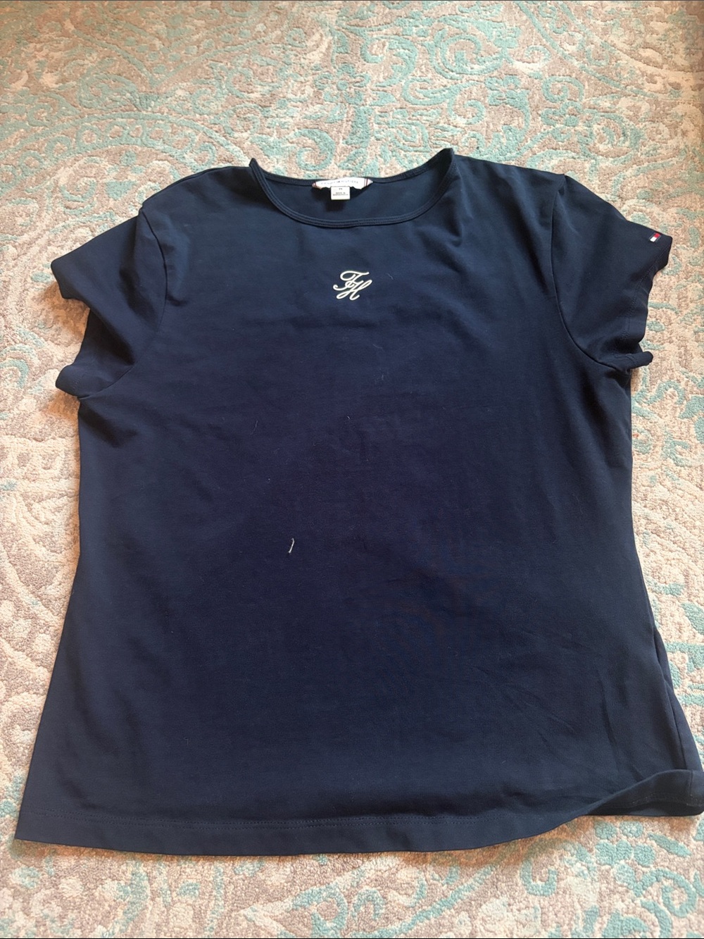 Tommy Hilfiger Navy Short Sleeve Tee with Monogram